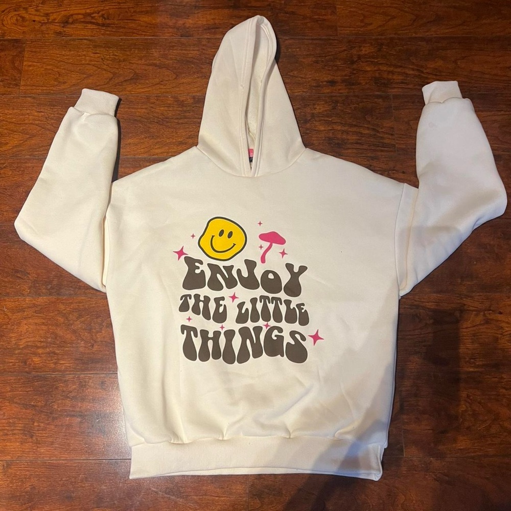 Edited Cream Hoodie with Graphic Print